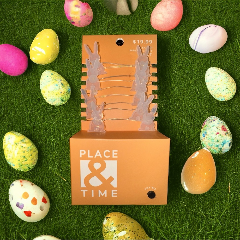 NWT Place &Time Easter Mini LED Lights White Bunnies Battery Operated 2AA Needed
